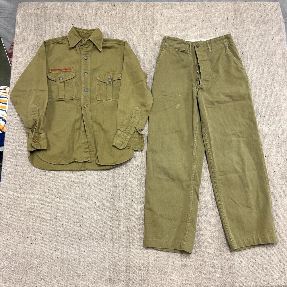 Vintageโ Boy Scout Of America Shirt & Pants Boys Green 1940s USA Set
